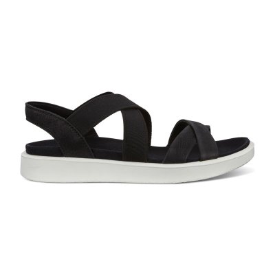 Kozaki Ecco Flowt Flat ST.appy Black - Czarne Sandały Damskie PL622030774