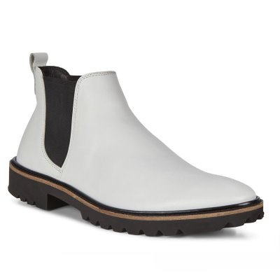 Buty Sportowe Ecco Incise Tailored White - Białe Botki Do Kostki Damskie PL62203-0138