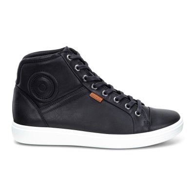 Buty Sportowe Ecco Soft 7 High Top Black - Czarne Sneakersy Damskie PL622030012