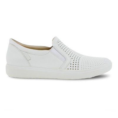 Buty Ecco Soft 7 White - Białe Buty Slip On Damskie PL622030140