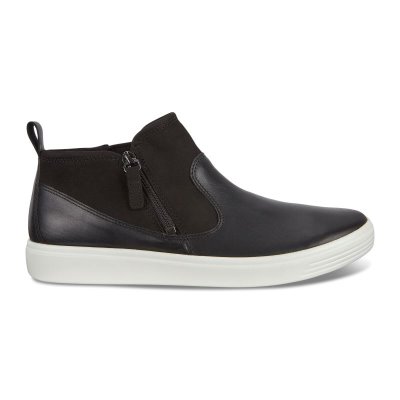 Buty Sportowe Ecco Soft Classic Black - Czarne Botki Do Kostki Damskie PL622030939