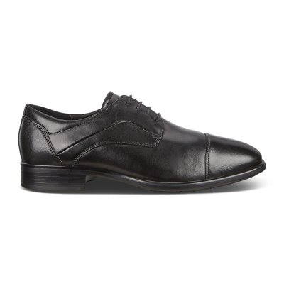 Kozaki Ecco Citytray Cap Toe Black - Czarne Buty Do Sukienki Męskie PL622030414