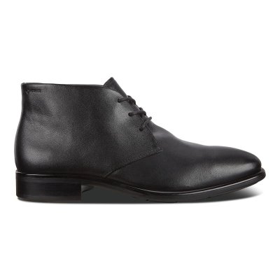 Kozaki Ecco Citytray Black - Czarne Botki Do Kostki Męskie PL622030302