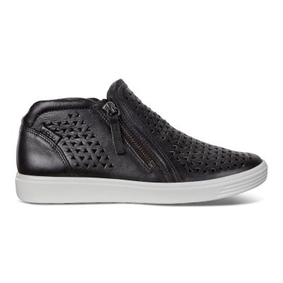 Kozaki Ecco Soft 7 Mid-cut Black - Czarne Kozaki Damskie PL622030952