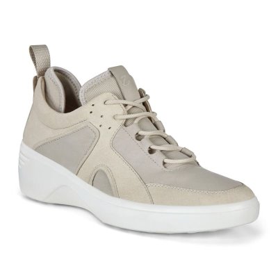 Sandały Ecco Soft 7 Wedge Sock Beige - Beżowe Buty Damskie PL622031021