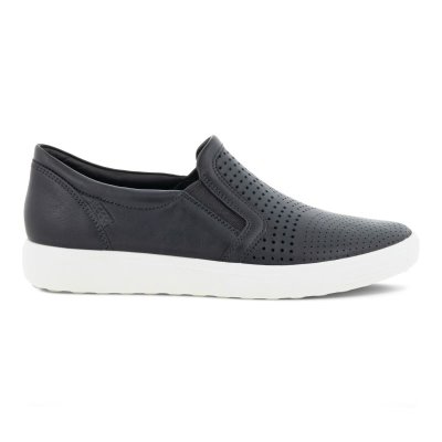 Sandały Ecco Soft 7 Black - Czarne Buty Slip On Damskie PL622031077