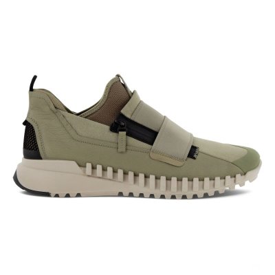 Kozaki Ecco Zipflex Shoes Olive - Oliwkowe Buty Slip On Męskie PL622031081