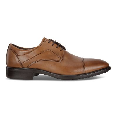 Buty Ecco Citytray Cap Toe Chocolate - Czekolada Buty Do Sukienki Męskie PL622030434