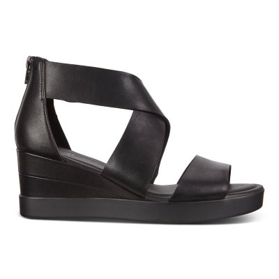Buty Sportowe Ecco Shape Wedge Plateau Black - Czarne Sandały Damskie PL622030930