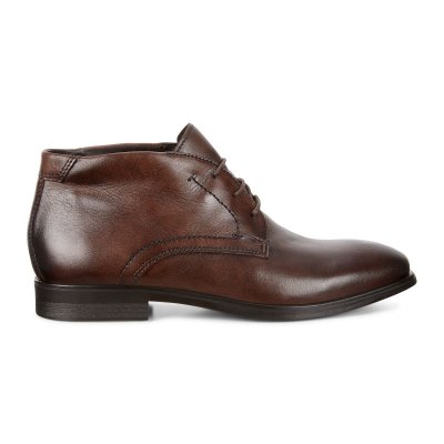 Buty Ecco Melbourne Brown - Brązowe Botki Do Sukienki Męskie PL622030003
