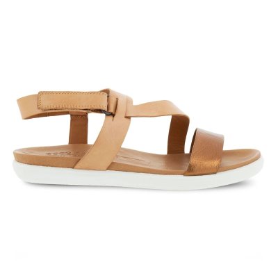 Buty Ecco Simpil Flat Brown - Brązowe Sandały Damskie PL622030884