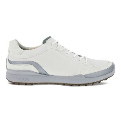 Buty Ecco Golf Biom Hybrid Laced White/Silver - Białe/Srebrne Buty Golfowe Męskie PL622030631