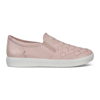 Buty Ecco Soft 7 Woven Rose - Różowe Sneakersy Damskie PL622031193