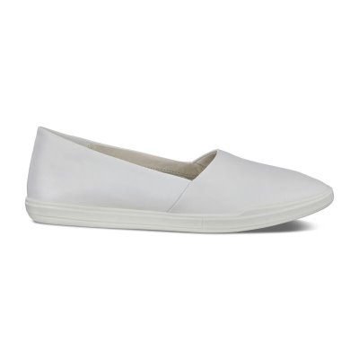 Buty Ecco Simpil White - Białe Mokasyny Damskie PL622030742