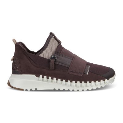Kozaki Ecco Zipflex Shoes Dark Brown - Ciemny Brązowe Buty Slip On Damskie PL622030726