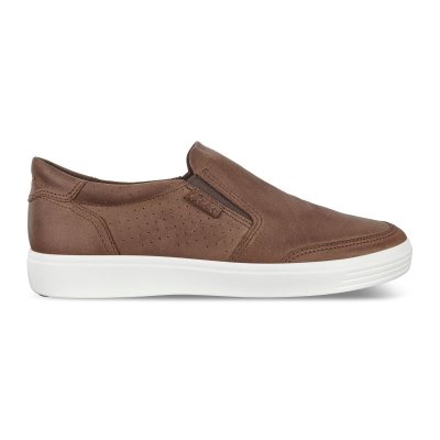 Buty Sportowe Ecco Soft 7 Brown - Brązowe Buty Slip On Męskie PL622030159