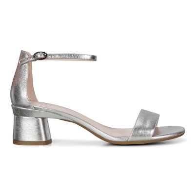 Kozaki Ecco Elevate 45 Block Heel ST.appy Silver - Srebrne Sandały Damskie PL622030502