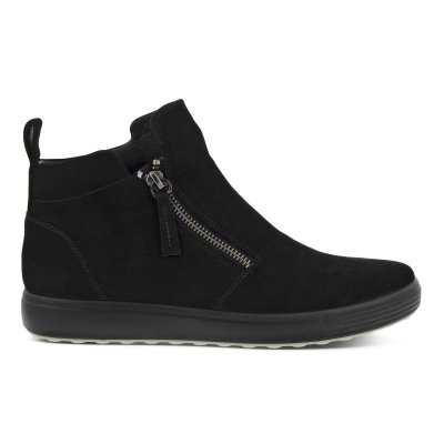 Kozaki Ecco Soft 7 Zip Black - Czarne Botki Damskie PL62203-0081