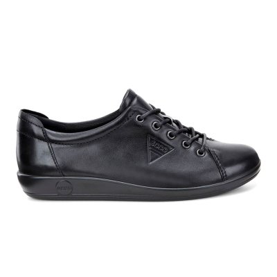 Buty Sportowe Ecco Soft 2.0 Tie Black - Czarne Buty Casual Damskie PL622030056