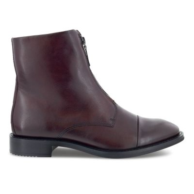 Sandały Ecco Sartorelle 25 Tailored Central Zip Dark Red - Ciemny Czerwone Botki Do Kostki Damskie P