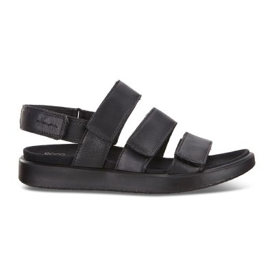 Buty Ecco Flowt Flat Black - Czarne Sandały Damskie PL622030865