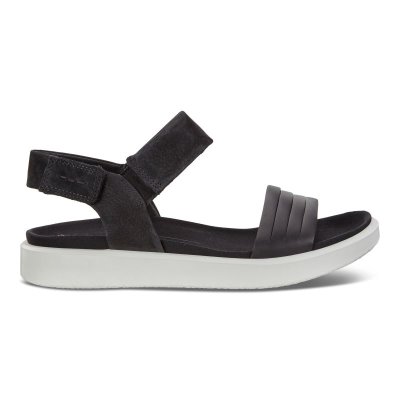 Kozaki Ecco Flowt Flat Black - Czarne Sandały Damskie PL622030877