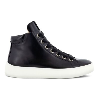 Buty Sportowe Ecco Street Tray Mid-cut Black - Czarne Botki Damskie PL62203-0078